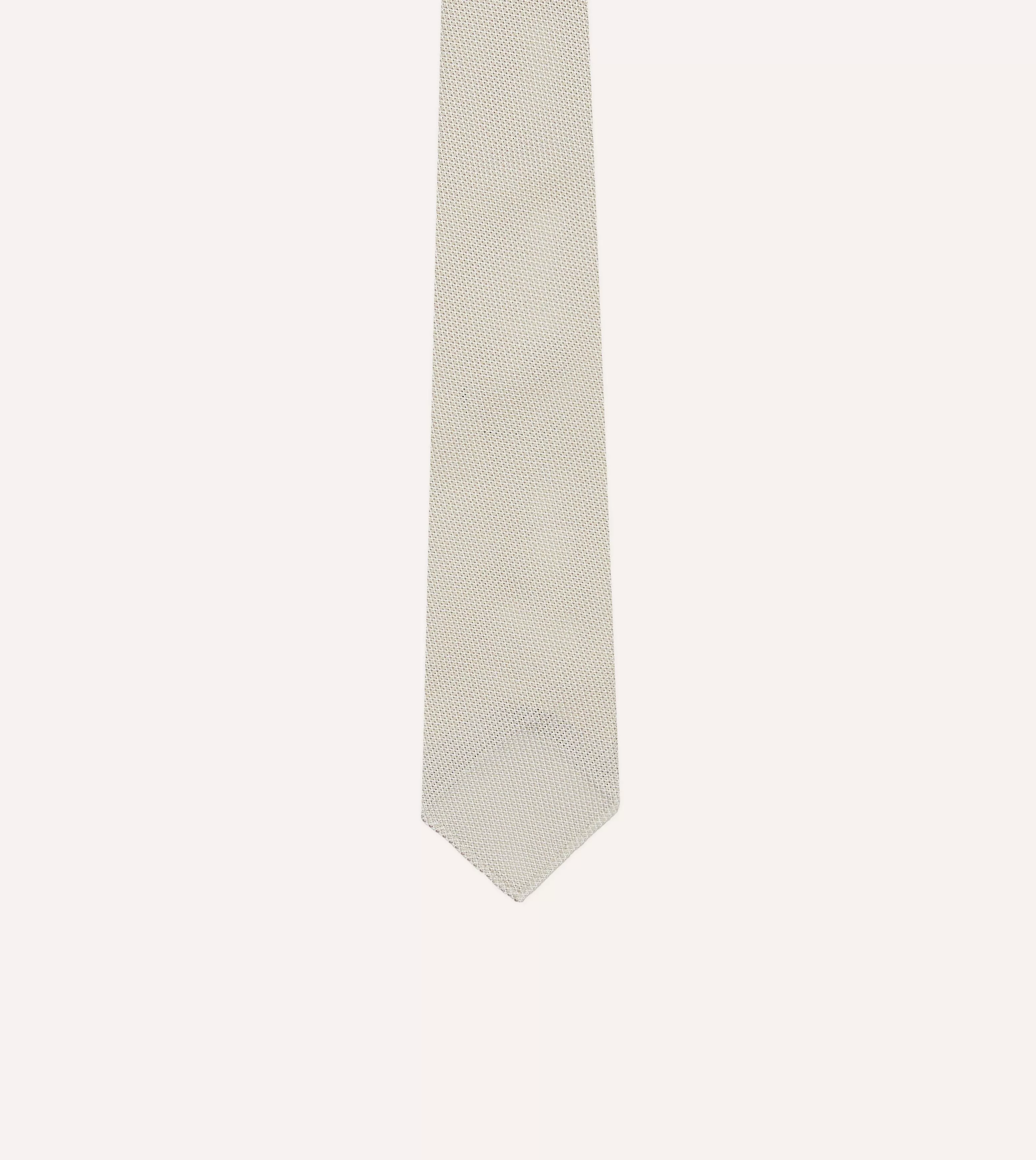 Ecru Fine Woven Grenadine Silk Hand Rolled Tie