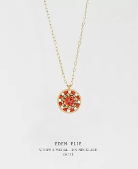 EDEN   ELIE Striped Medallion necklace - Coral