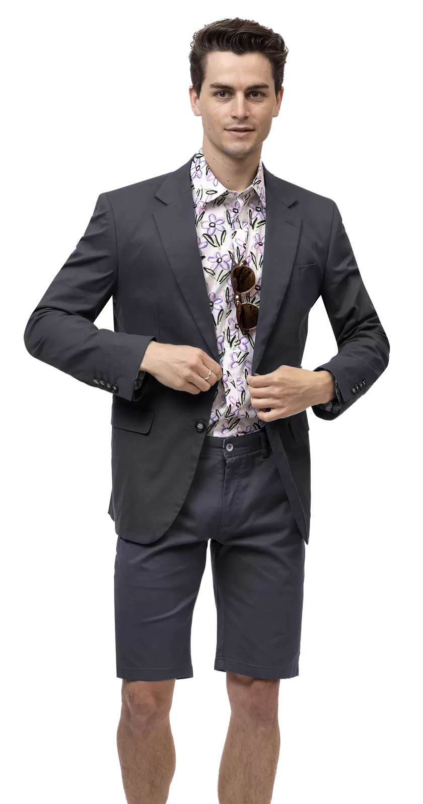 EJ Samuel Charcoal Solid Chino Blazer CHJ01