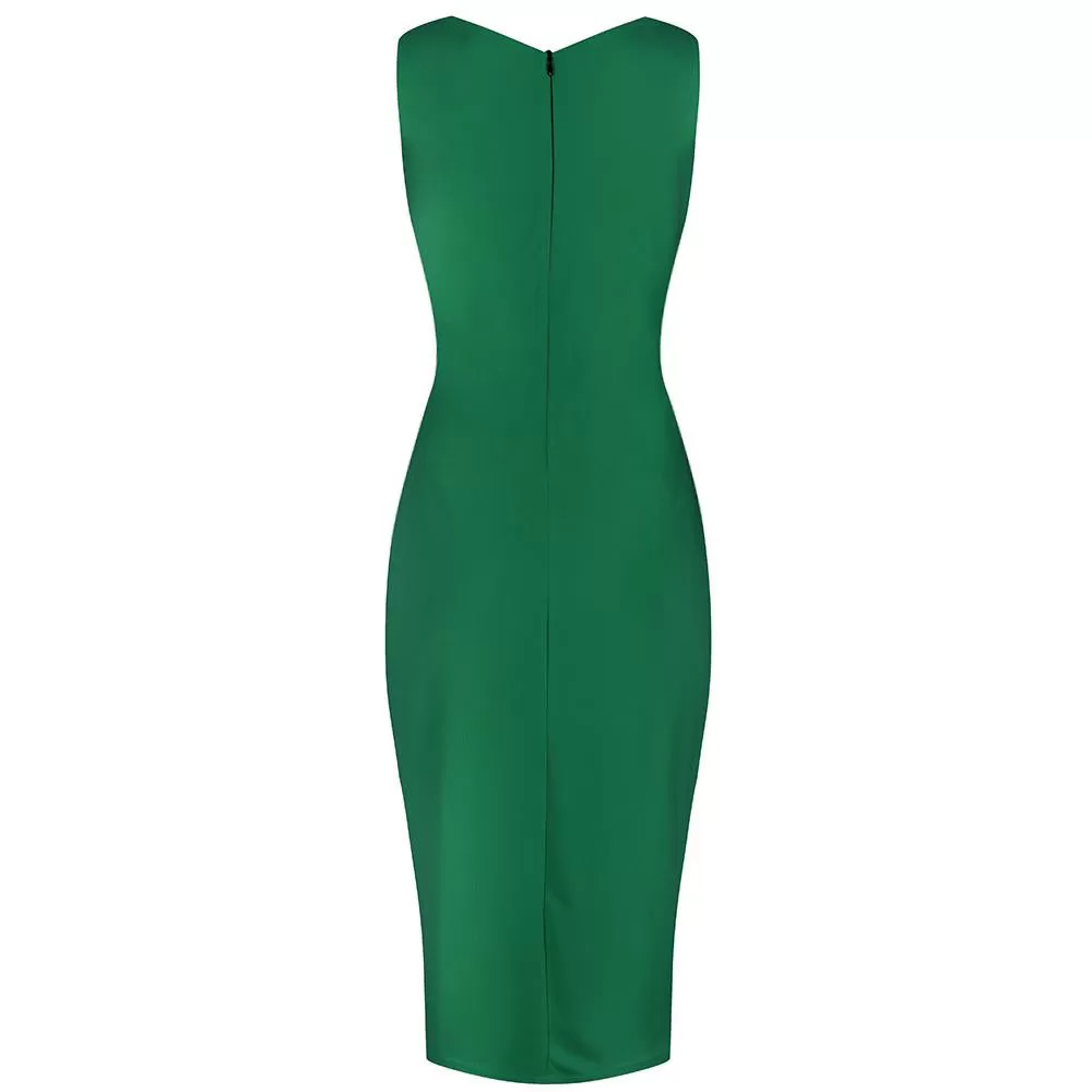 Emerald Green Sleeveless Bodycon Pencil Wiggle Dress