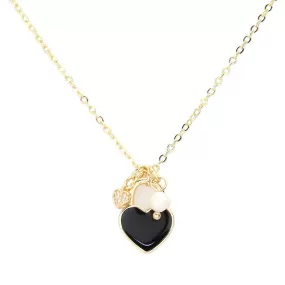 Enamel Heart Pearl Pendant Necklace