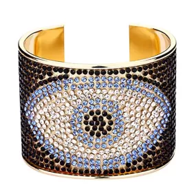 Evil Eye Rhinestone Paved Cuff Bracelet