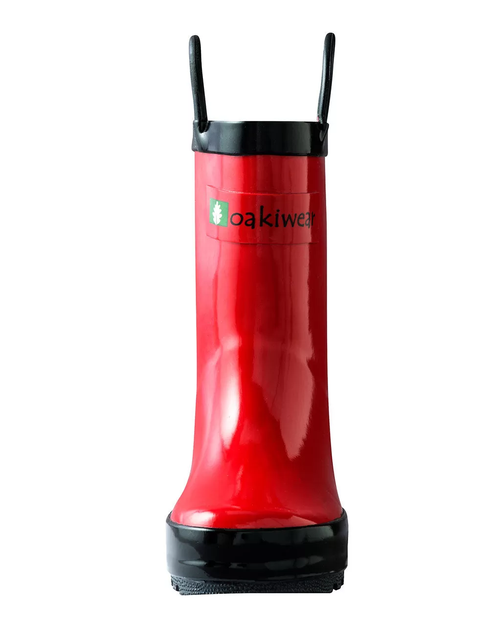 Fiery Red Loop Handle Rubber Rain Boots