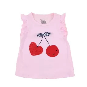 First Impressions Graphic Print T-Shirt With Applique Details - Cherry Heart