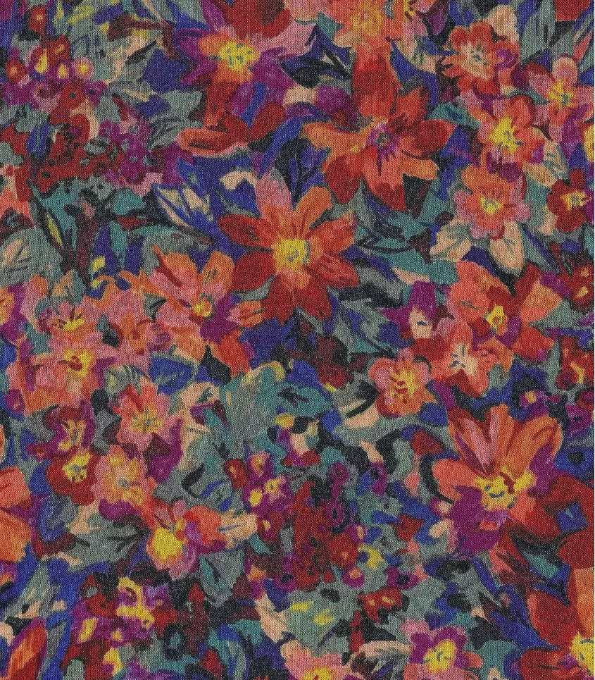 Floral Rayon Challis Fabric from France in Simone