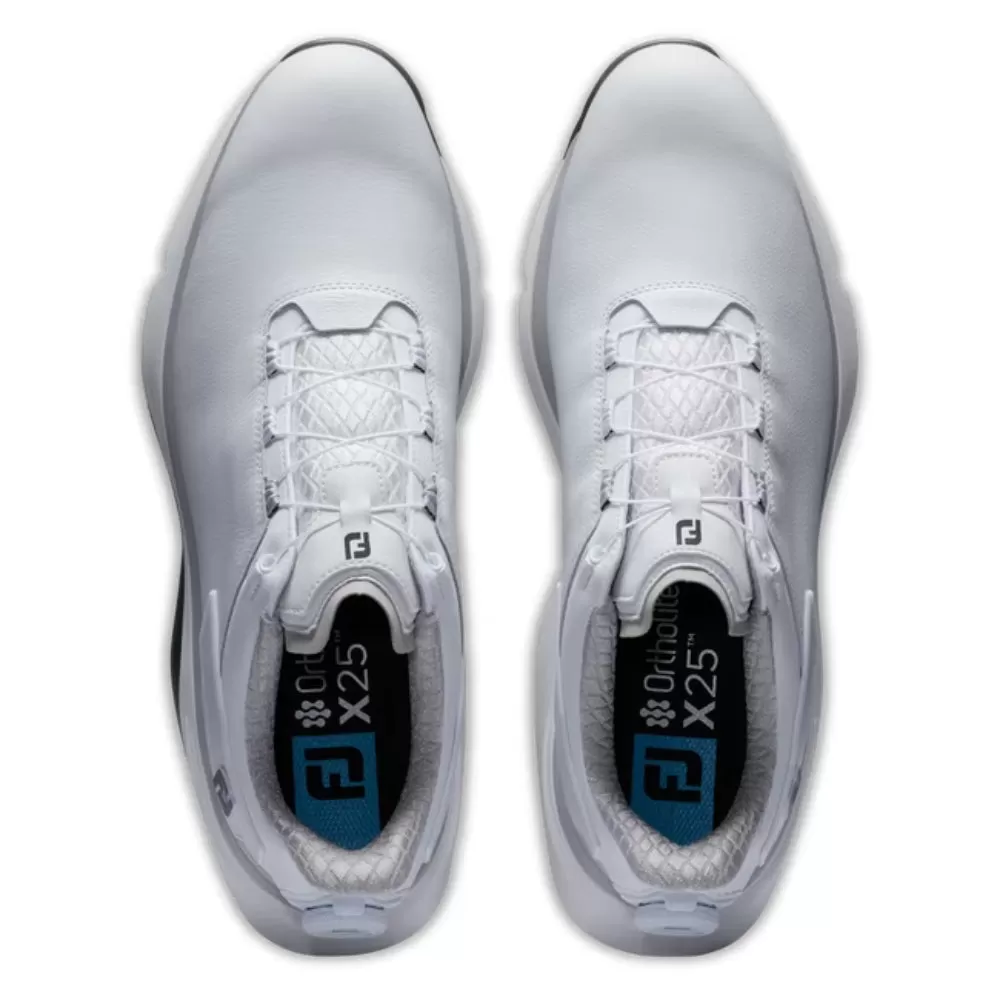 FootJoy Mens Pro/SLX BOA Spikeless Golf Shoes - White/White/Gray