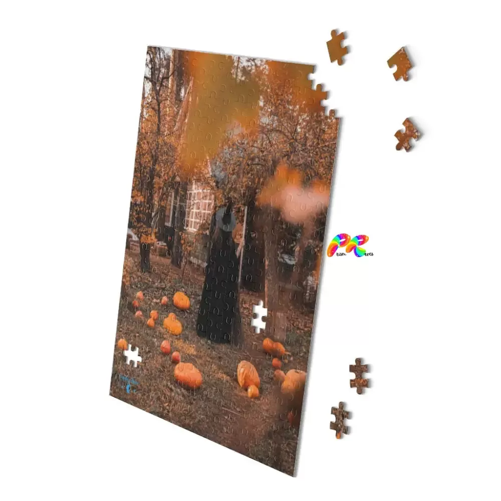 Girl Witch With Pumpkins Jigsaw Puzzle