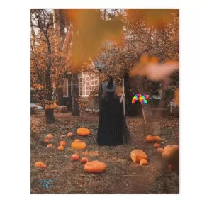 Girl Witch With Pumpkins Jigsaw Puzzle