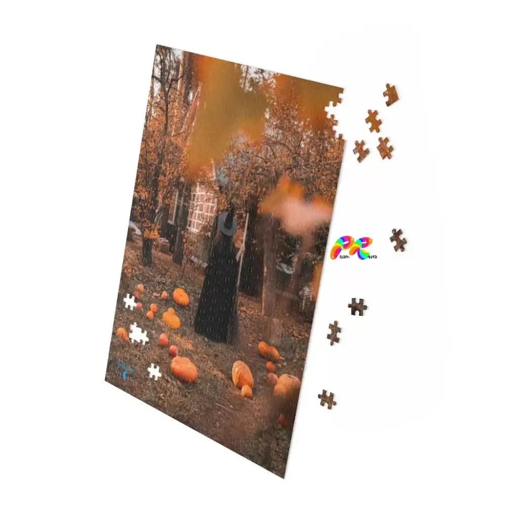 Girl Witch With Pumpkins Jigsaw Puzzle