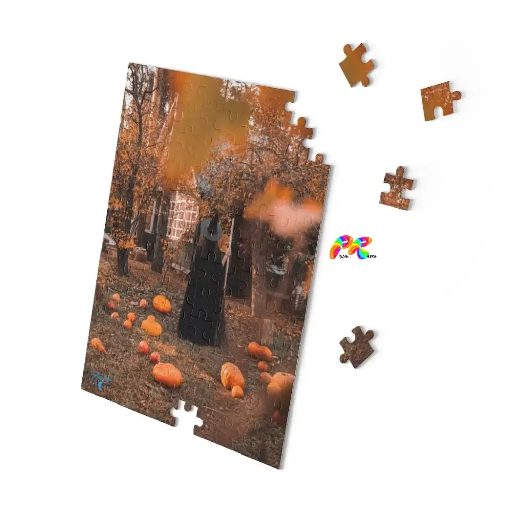 Girl Witch With Pumpkins Jigsaw Puzzle