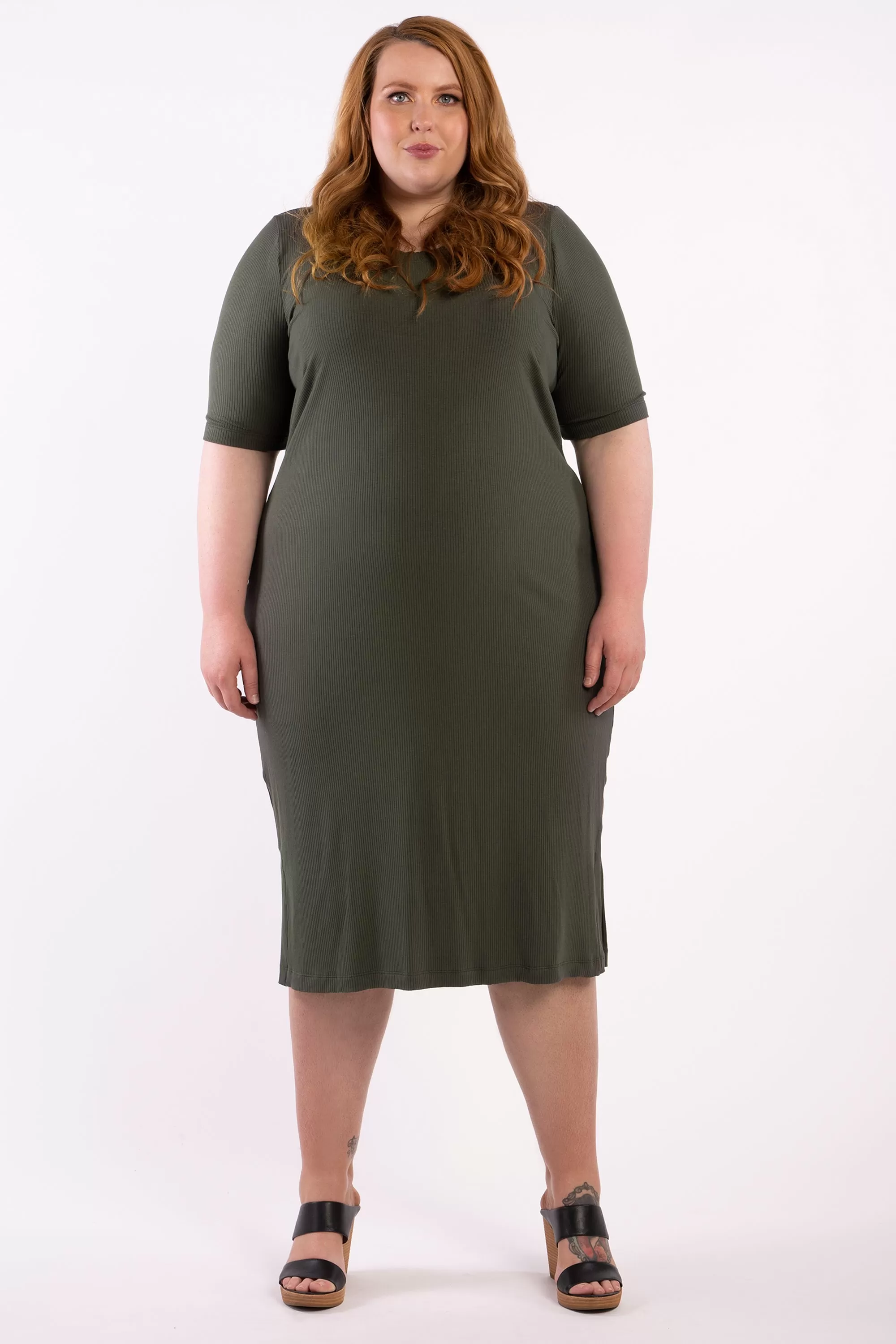 Good As Hell Rib Dress - Khaki - FINAL SALE - LAST ONES - XL (24/26)