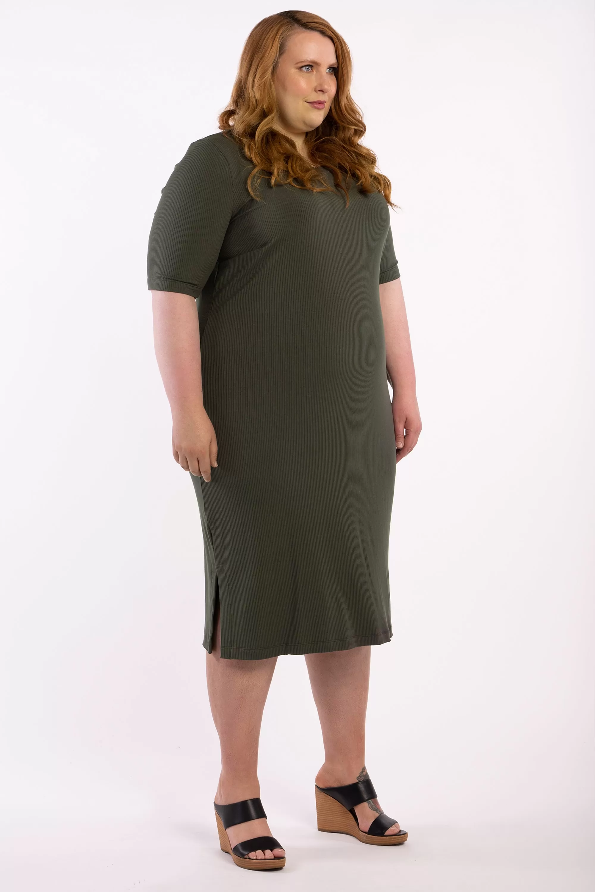 Good As Hell Rib Dress - Khaki - FINAL SALE - LAST ONES - XL (24/26)