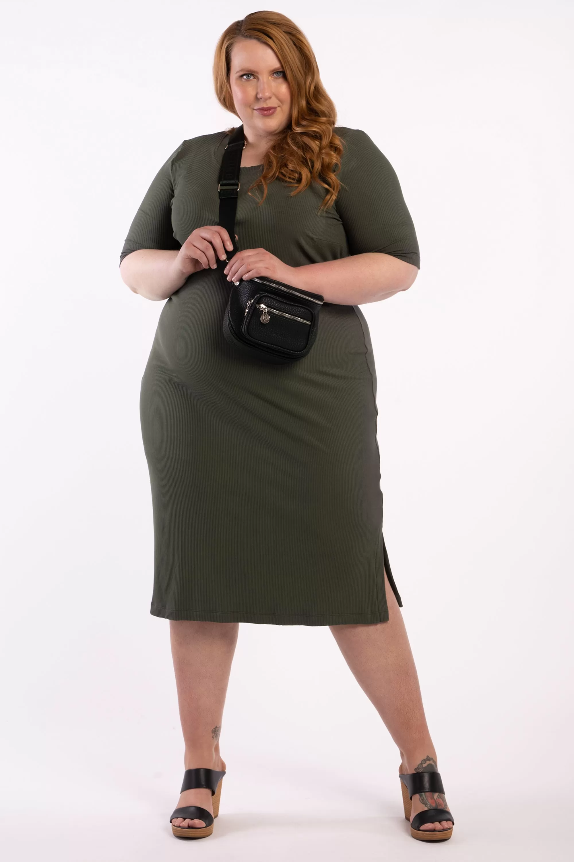 Good As Hell Rib Dress - Khaki - FINAL SALE - LAST ONES - XL (24/26)