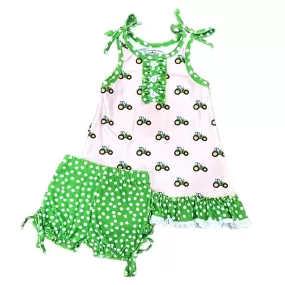 Gown With Bloomers - Tractors On Pink