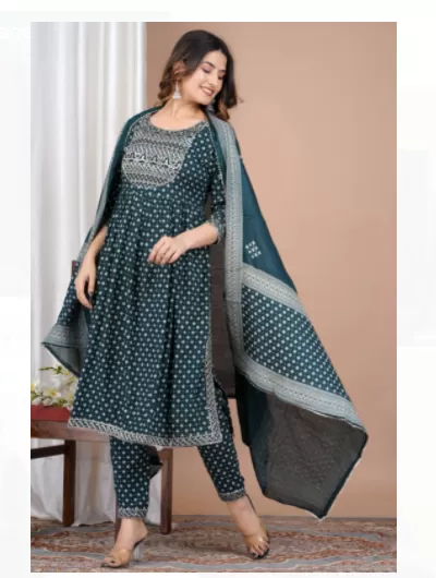 Green Embroidery Readymade Salwar Suit