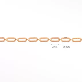 Hammer Paperclip 8mm 14k Rose Gold Chain Designer Line for Permanent Jewelry Sold by the inch