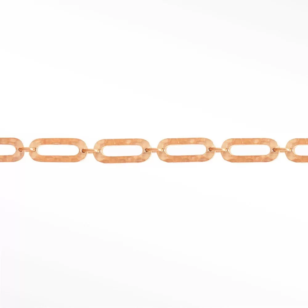 Hammer Paperclip 8mm 14k Rose Gold Chain Designer Line for Permanent Jewelry Sold by the inch