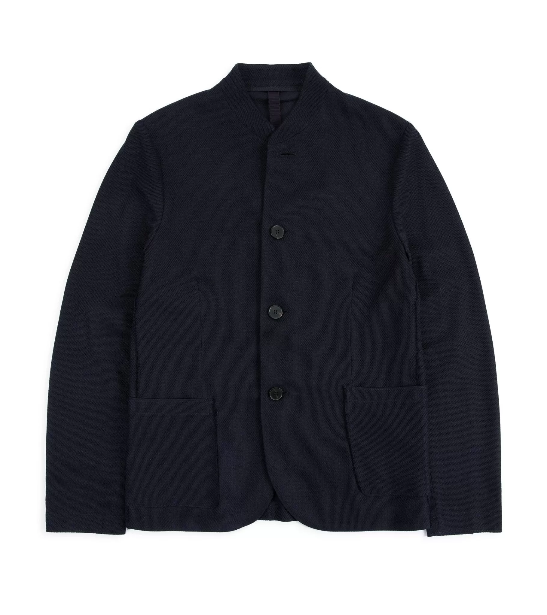 Harris Wharf Loro Piana Honeycomb Cotton Nehru Jacket: Navy