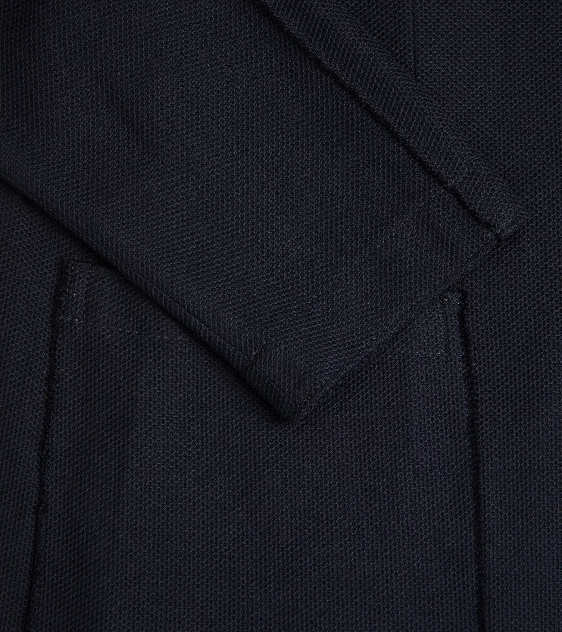 Harris Wharf Loro Piana Honeycomb Cotton Nehru Jacket: Navy