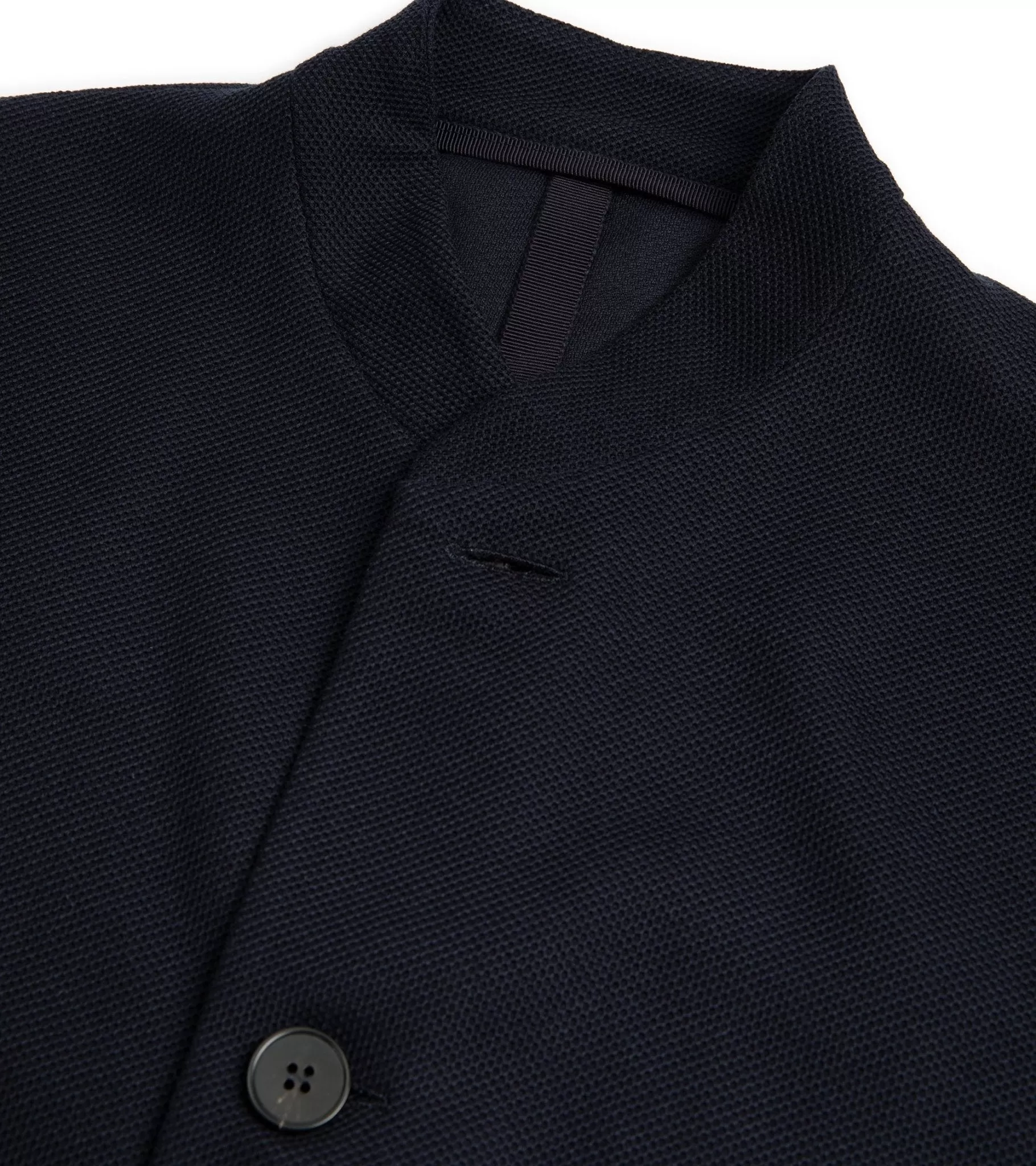 Harris Wharf Loro Piana Honeycomb Cotton Nehru Jacket: Navy