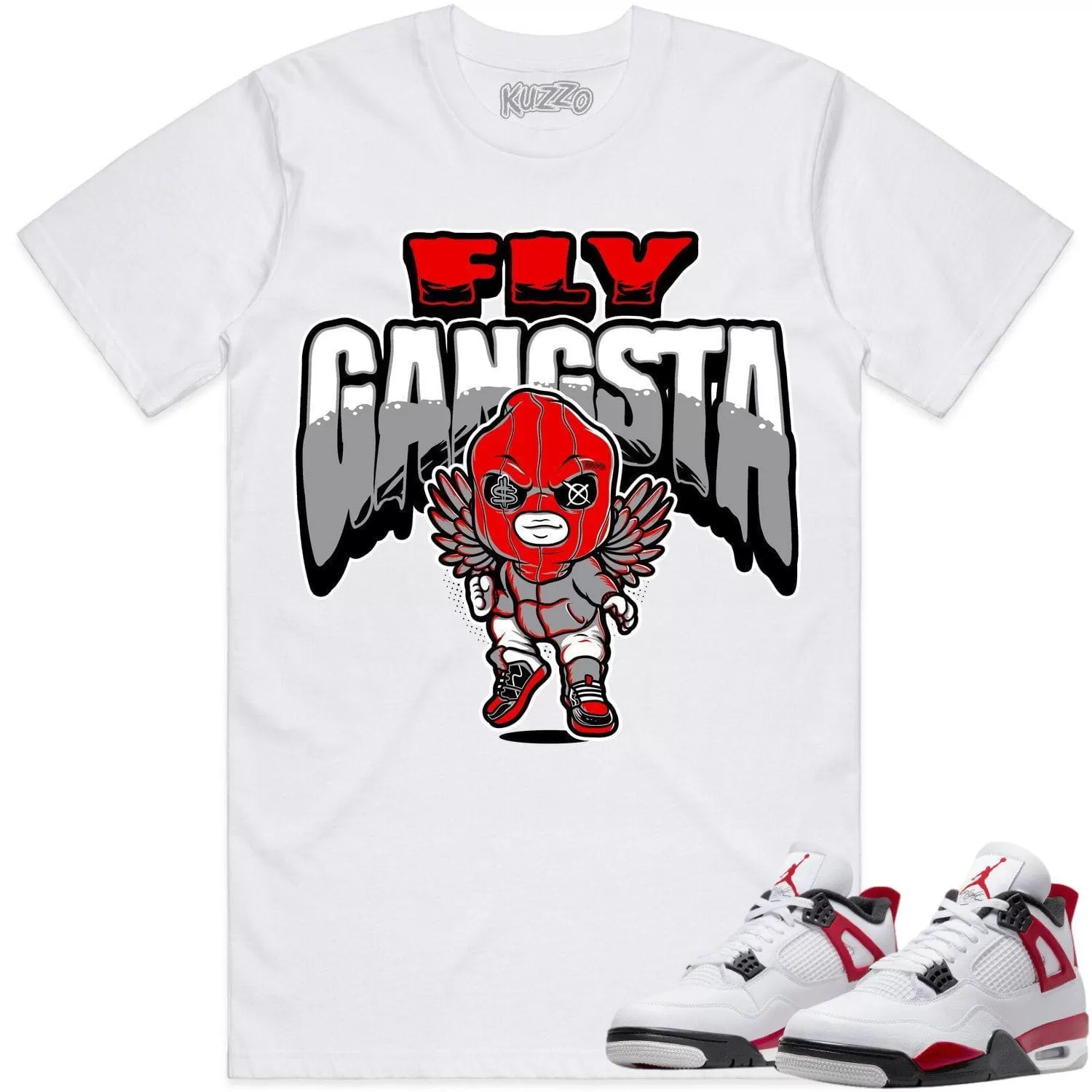 Jordan 4 Red Cement 4s Shirt to Match - RED FLY GANGSTA