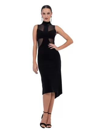 La Noche Velvet Tango Dress With Mesh Details