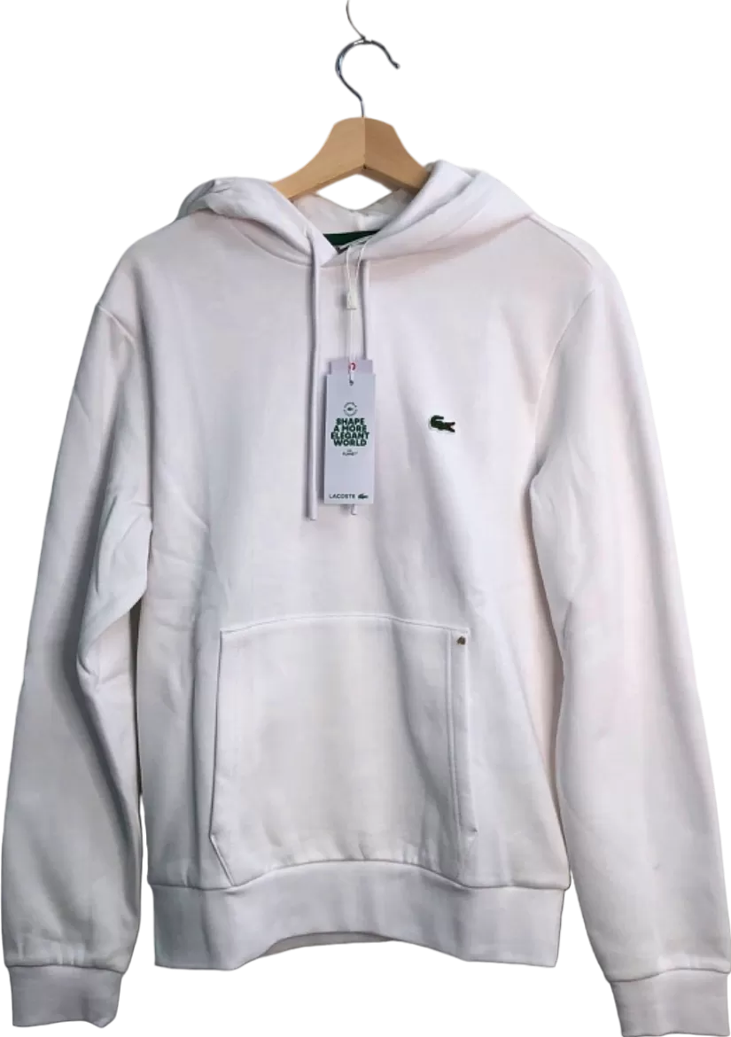 Lacoste White Classic Fit Hoodie UK M