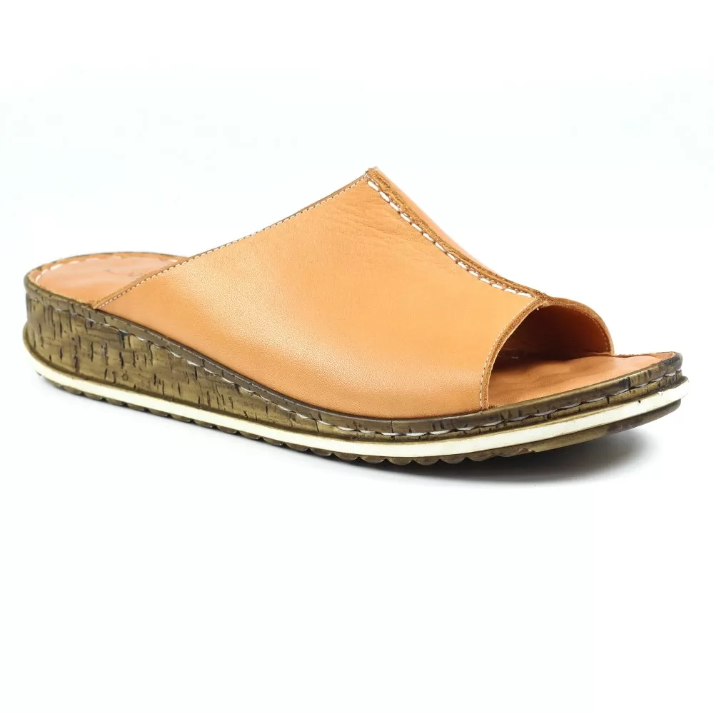 Ladies Lunar Mule Tan Leather Slider Harmony Flats SALE