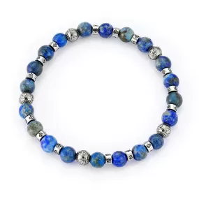 Lapis Lazuli Bead Bracelet - Silver