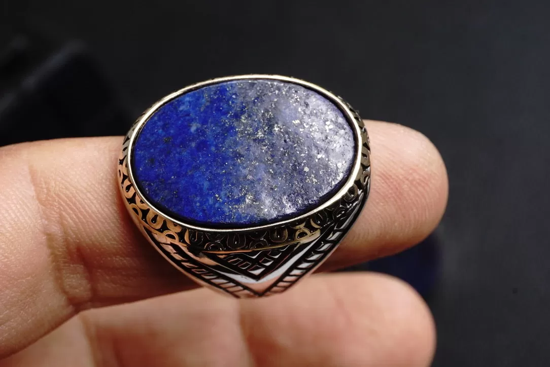 Lapis Lazuli Men's Ring Solid 925 Sterling Silver