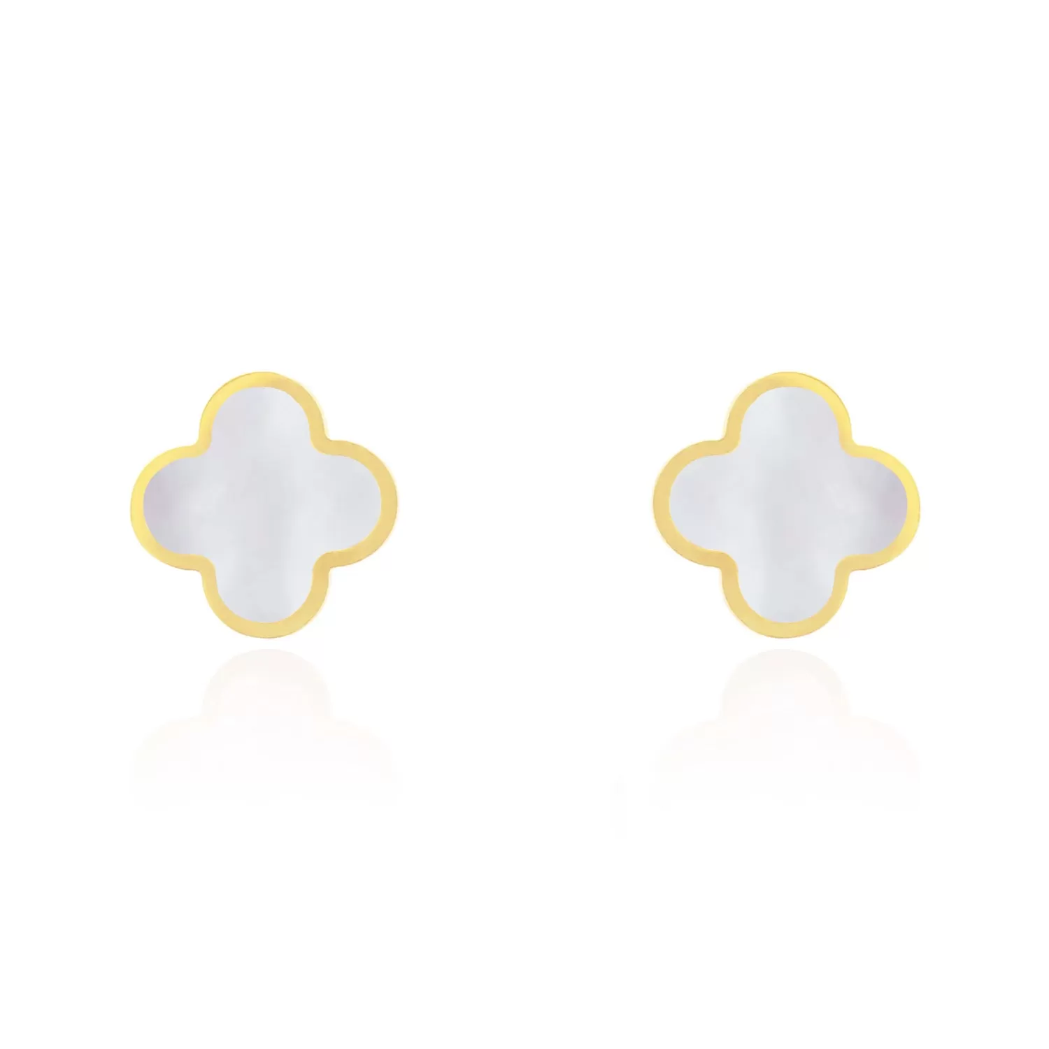 Large Mother of Pearl Clover Stud Earrings