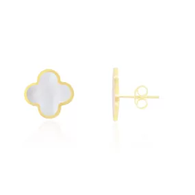 Large Mother of Pearl Clover Stud Earrings