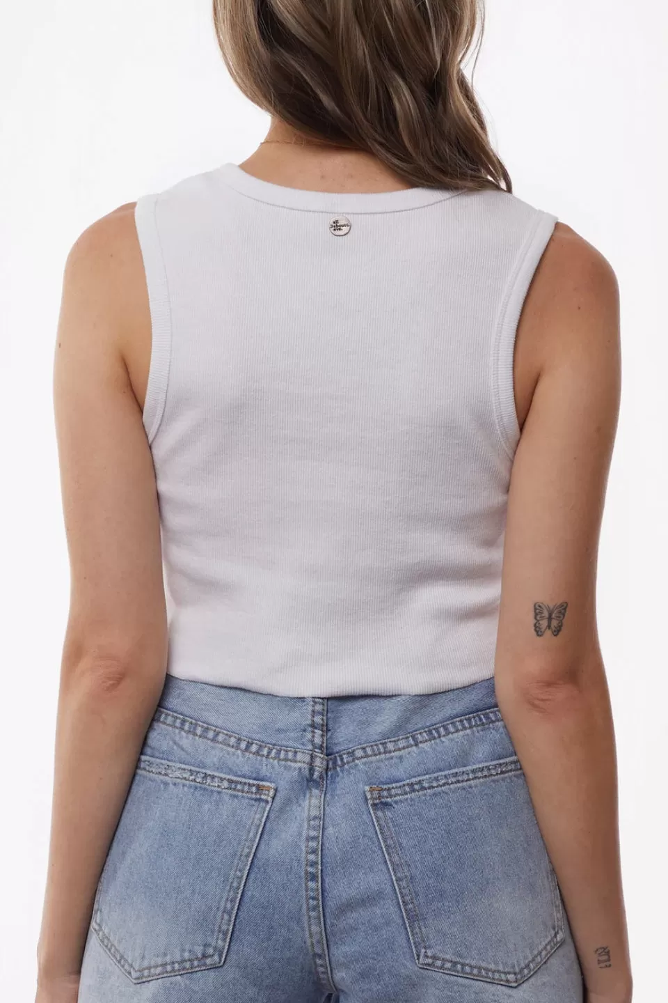 Leah Button Up White Crop Tank