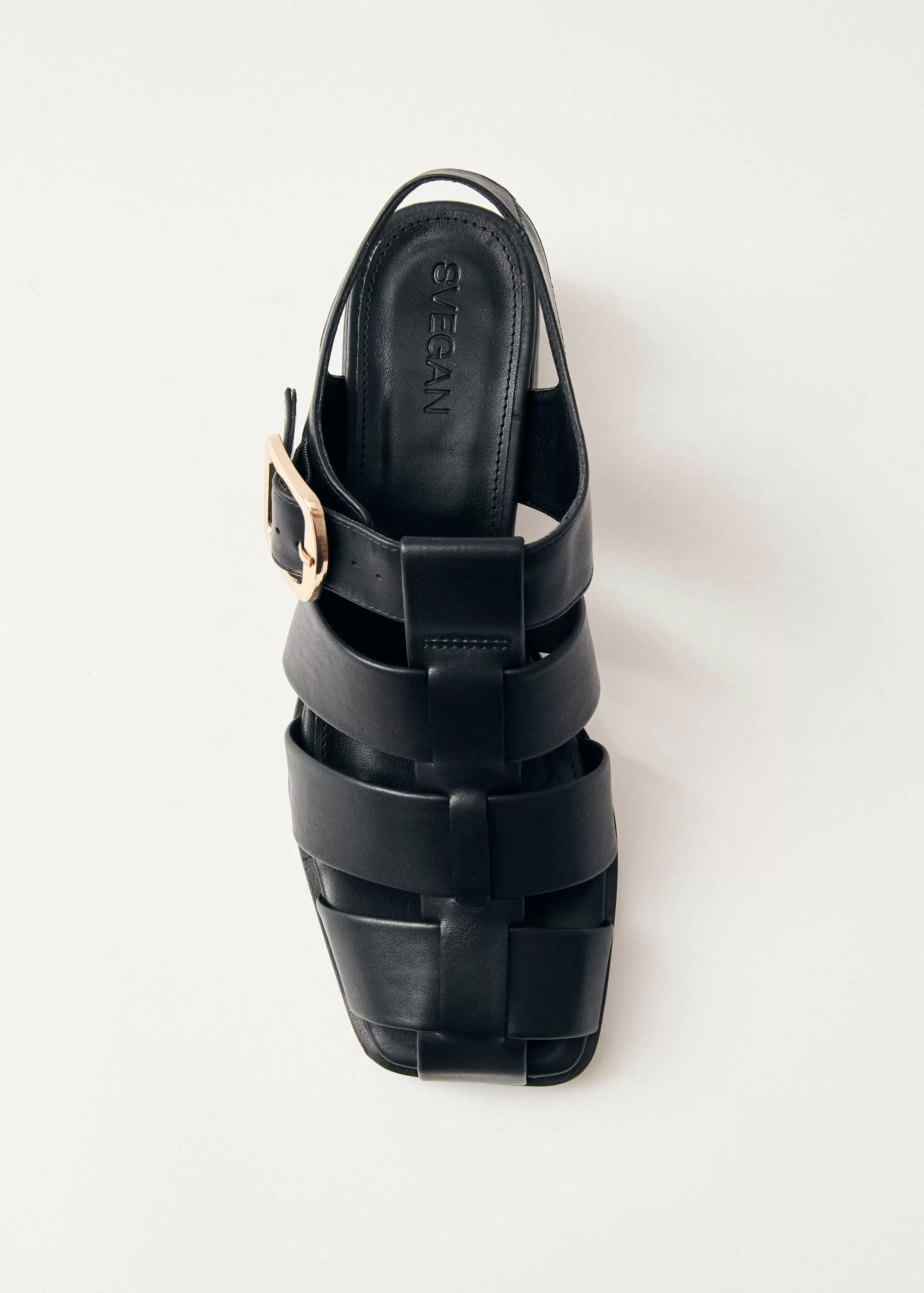 Leona Black Vegan Leather Sandals