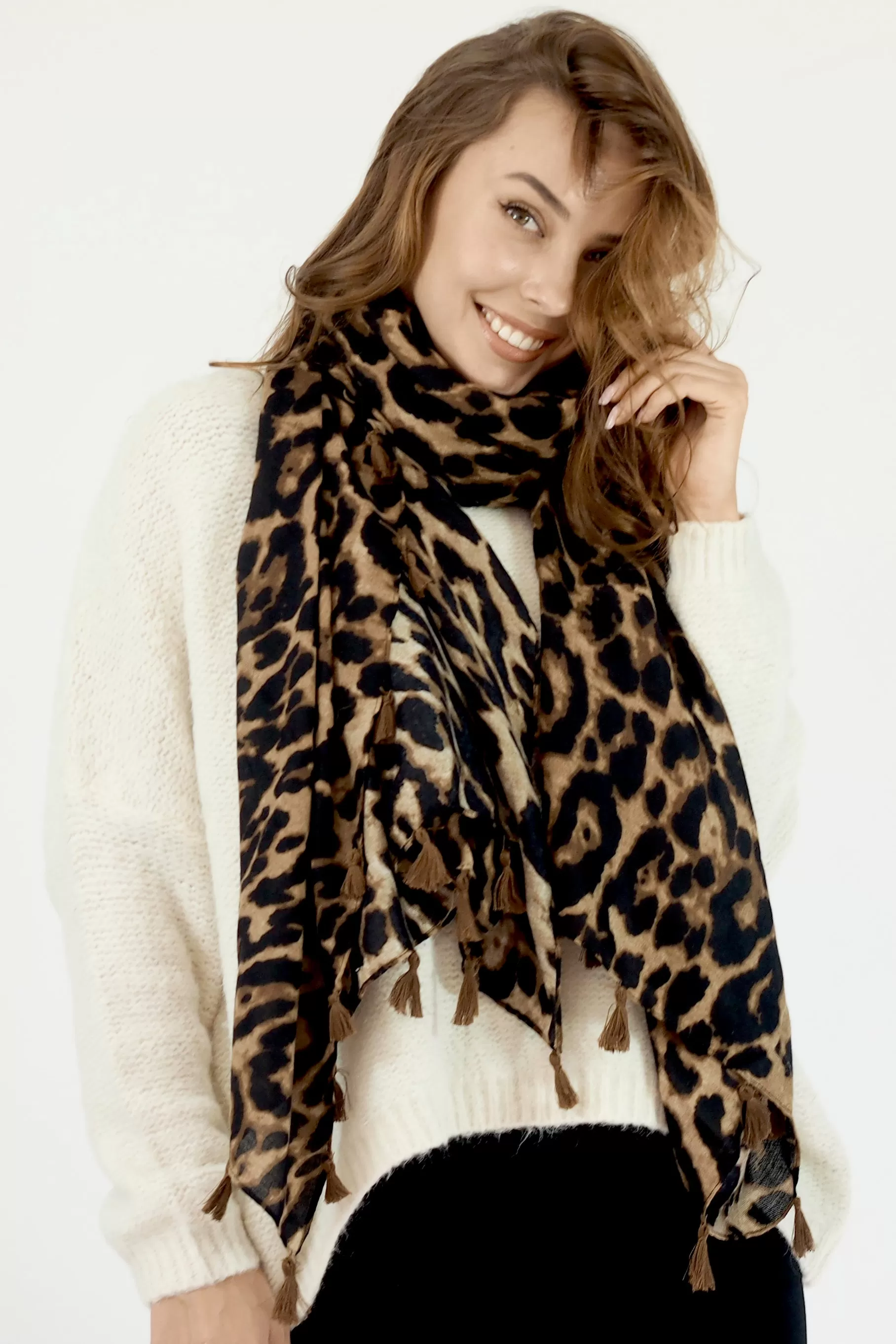 Leopard Print Scarf- Dark