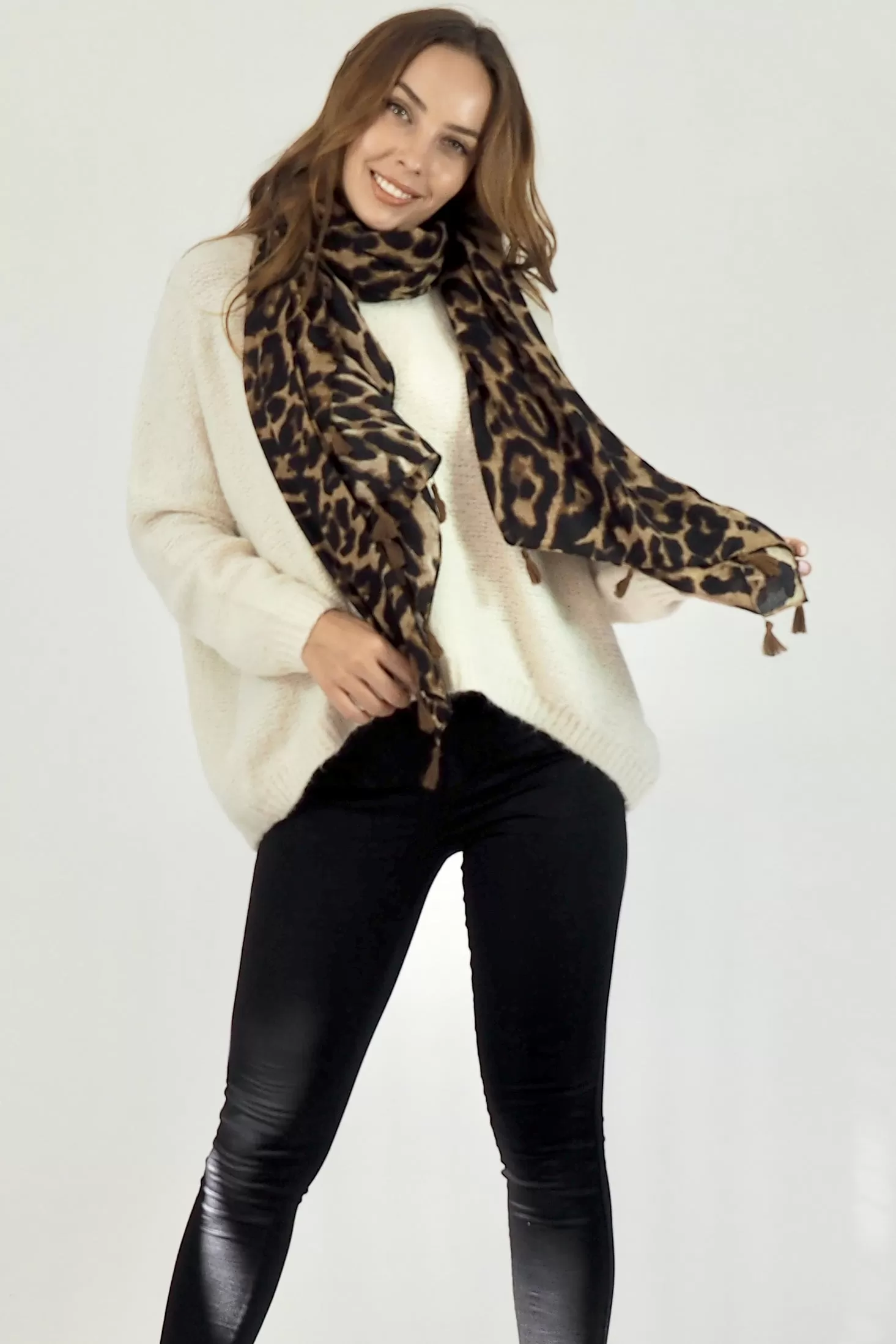 Leopard Print Scarf- Dark