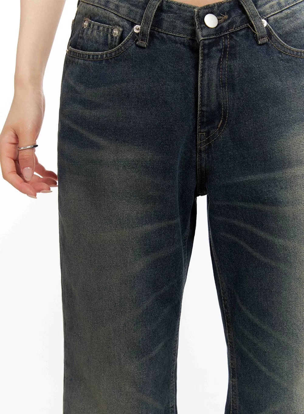 Low-Rise Washed Bootcut Jeans CF429