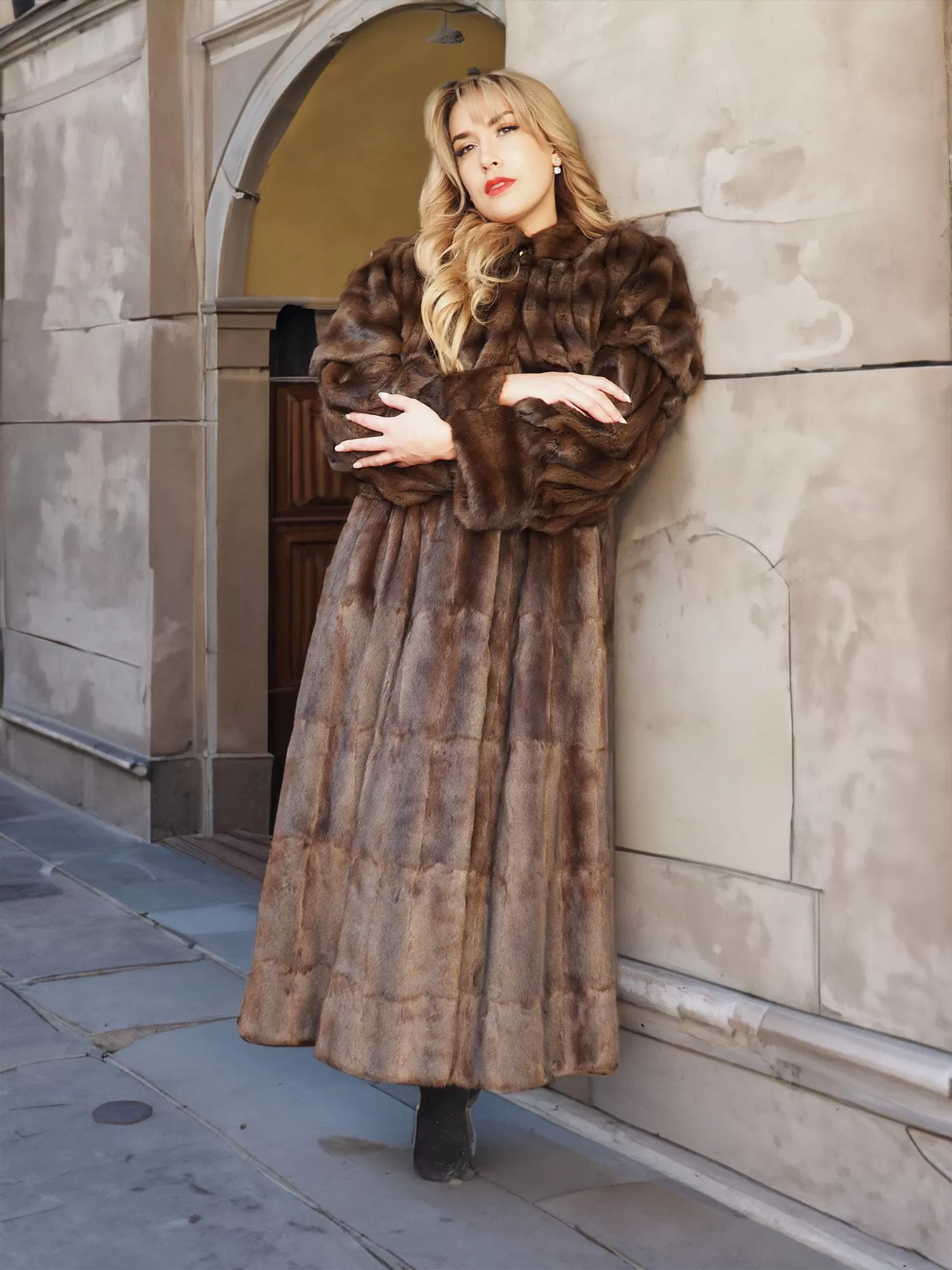 Luxurious Designer Russian Squirrel Fur Coat Coats By Giuliana Teso M/L 50 Long