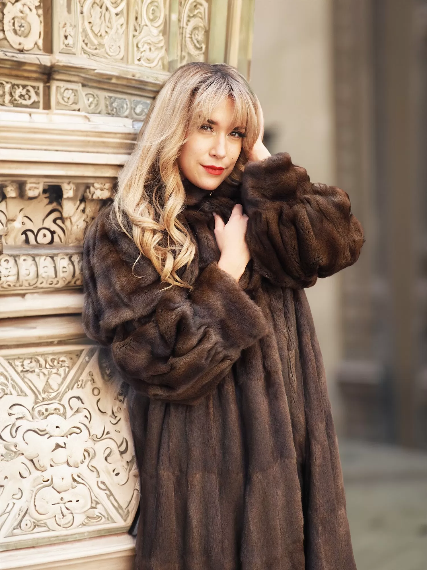 Luxurious Designer Russian Squirrel Fur Coat Coats By Giuliana Teso M/L 50 Long