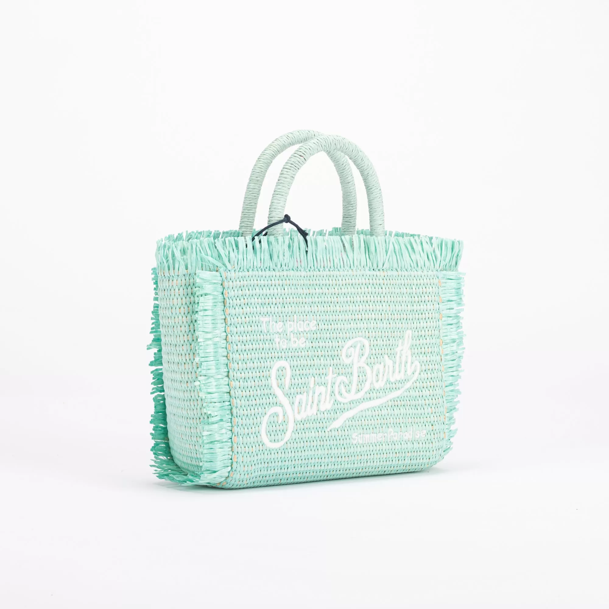 Mc2 Saint Barth borsa vanity mini raffia azzurra