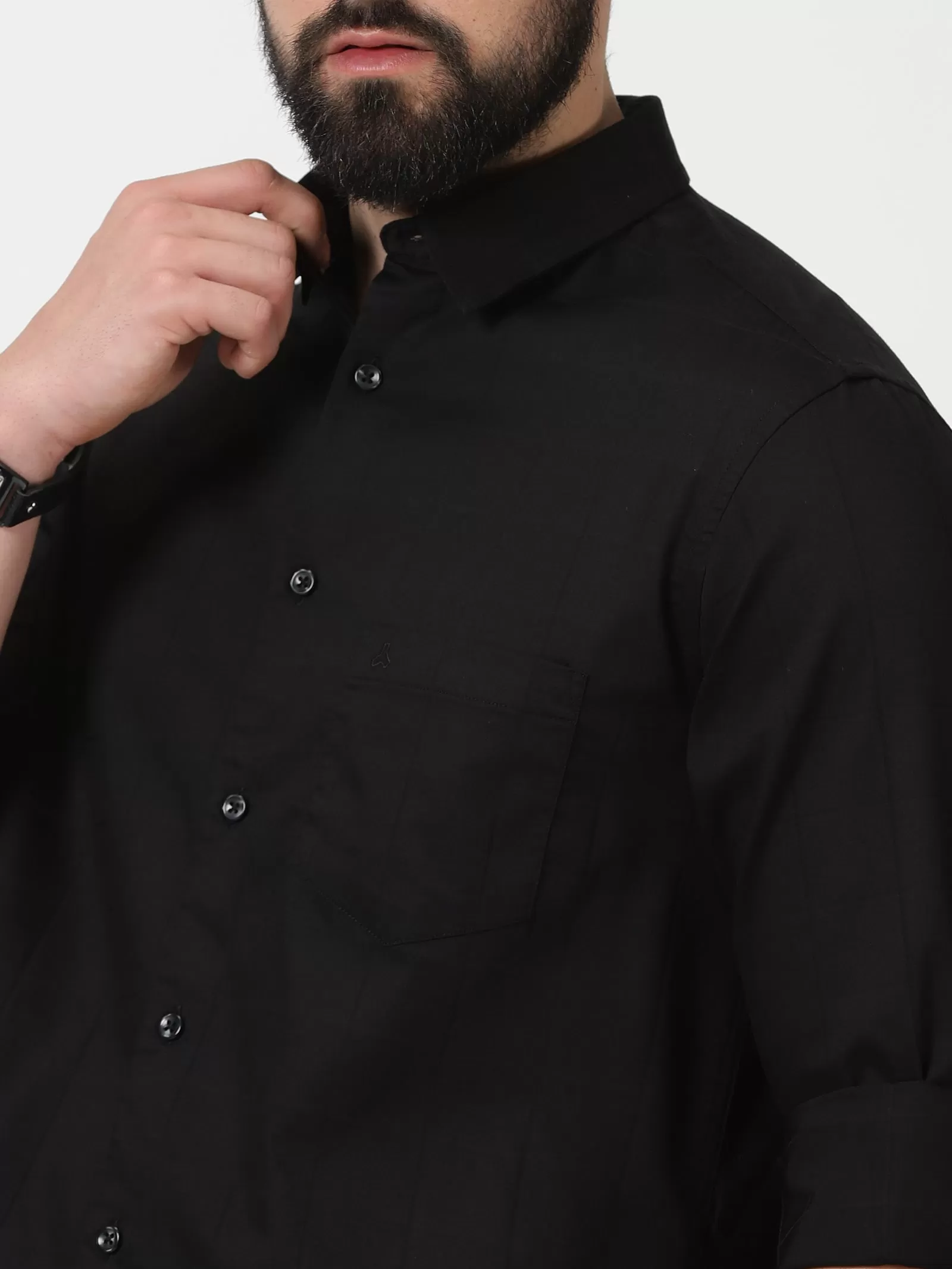 MEN'S BLACK SOLID SLIM FIT SHIRT