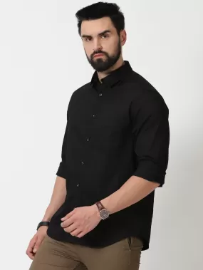 MEN'S BLACK SOLID SLIM FIT SHIRT