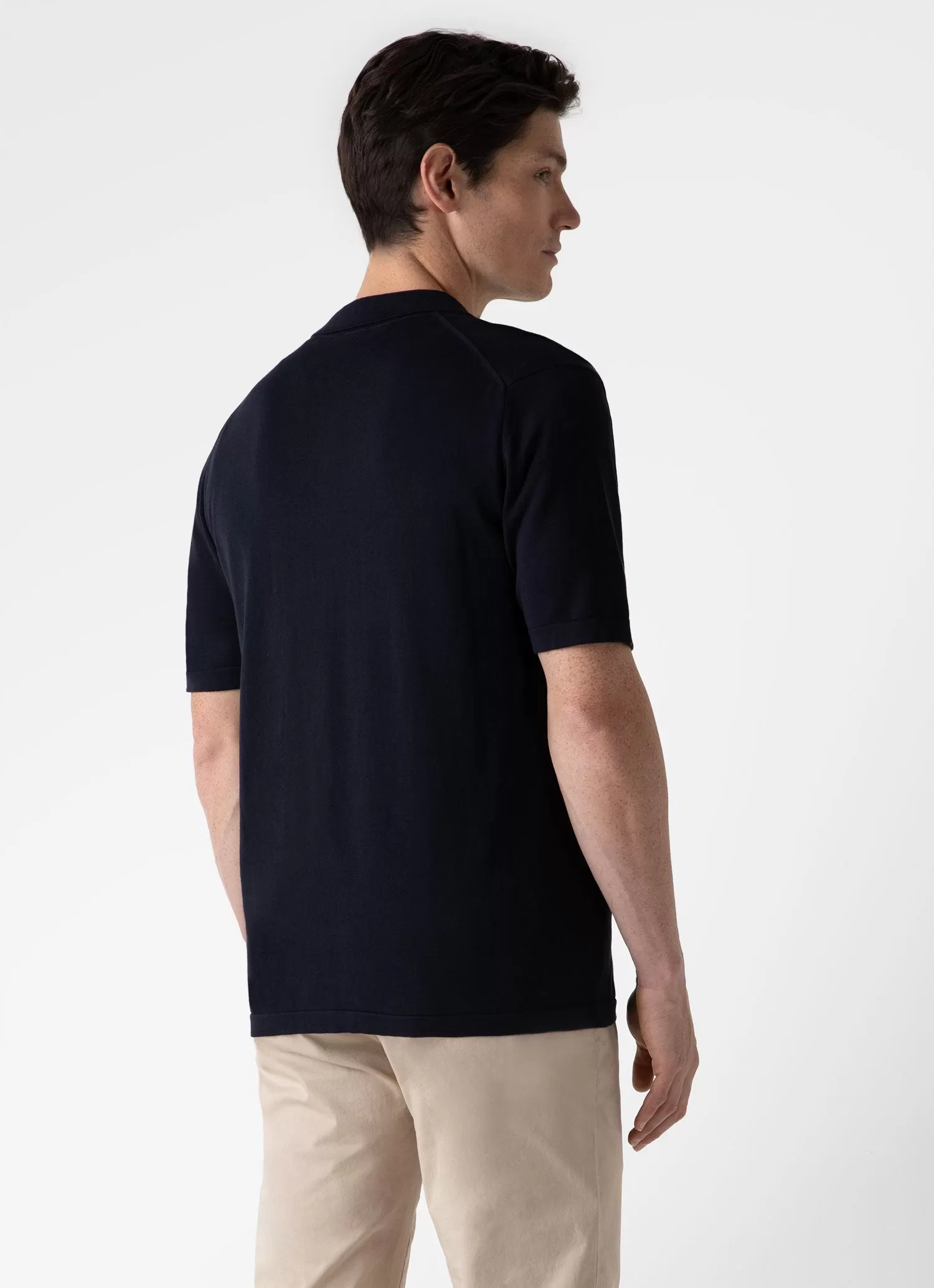 Men's Sea Island Cotton Knit Shirt in Light Navy