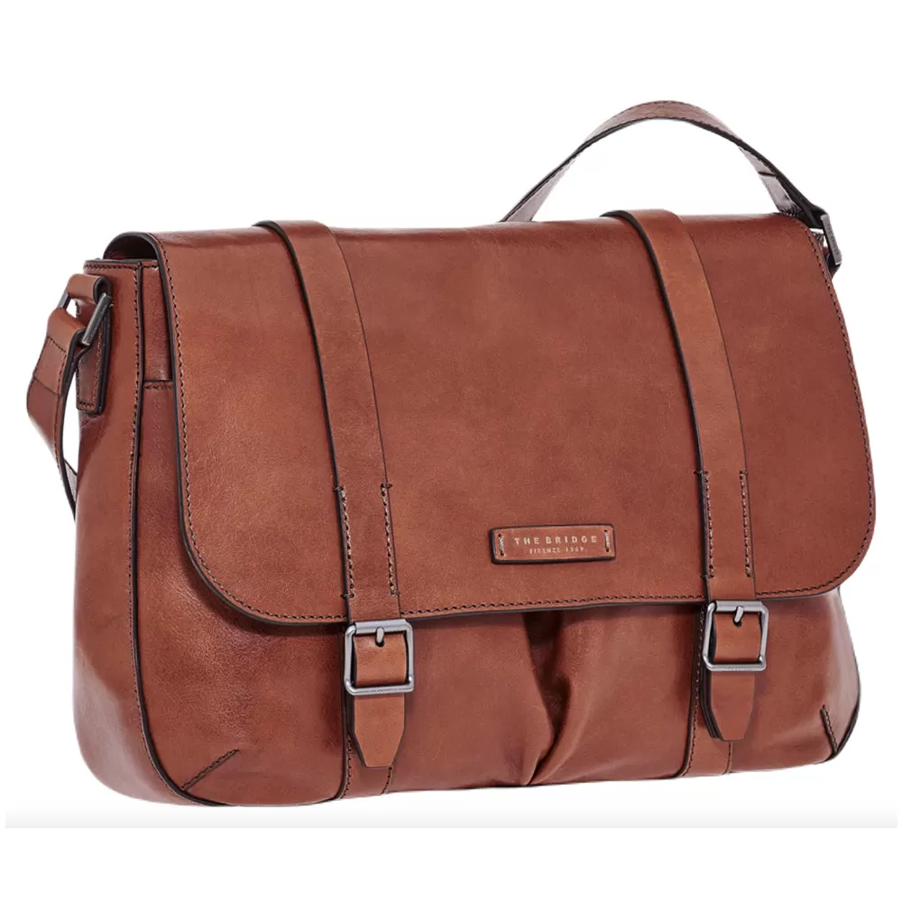 Messenger Uomo con Pattina THE BRIDGE in Pelle Marrone linea Cesare