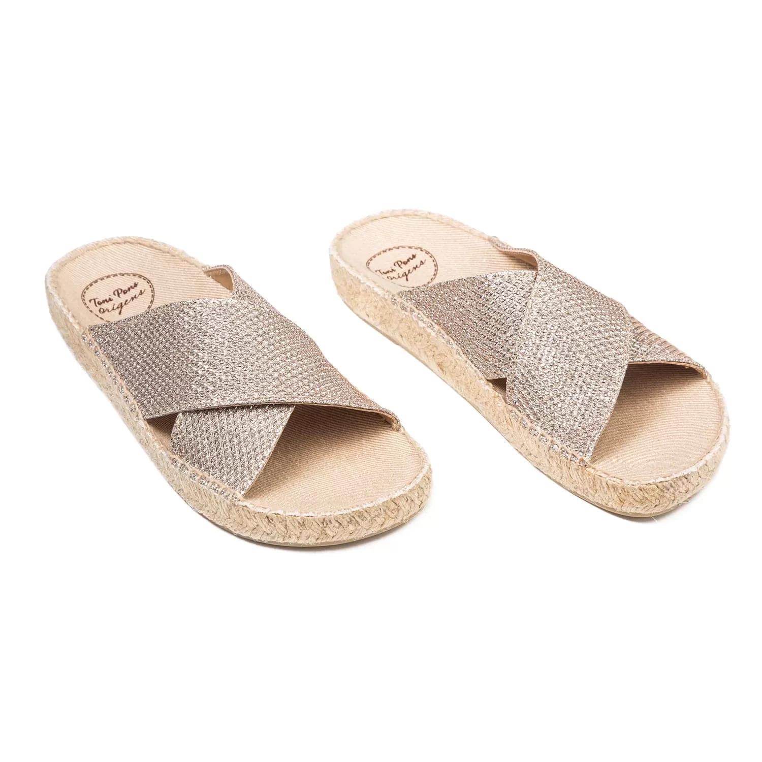 Metallic Cotton Blend Slippers for Women - Bali-S