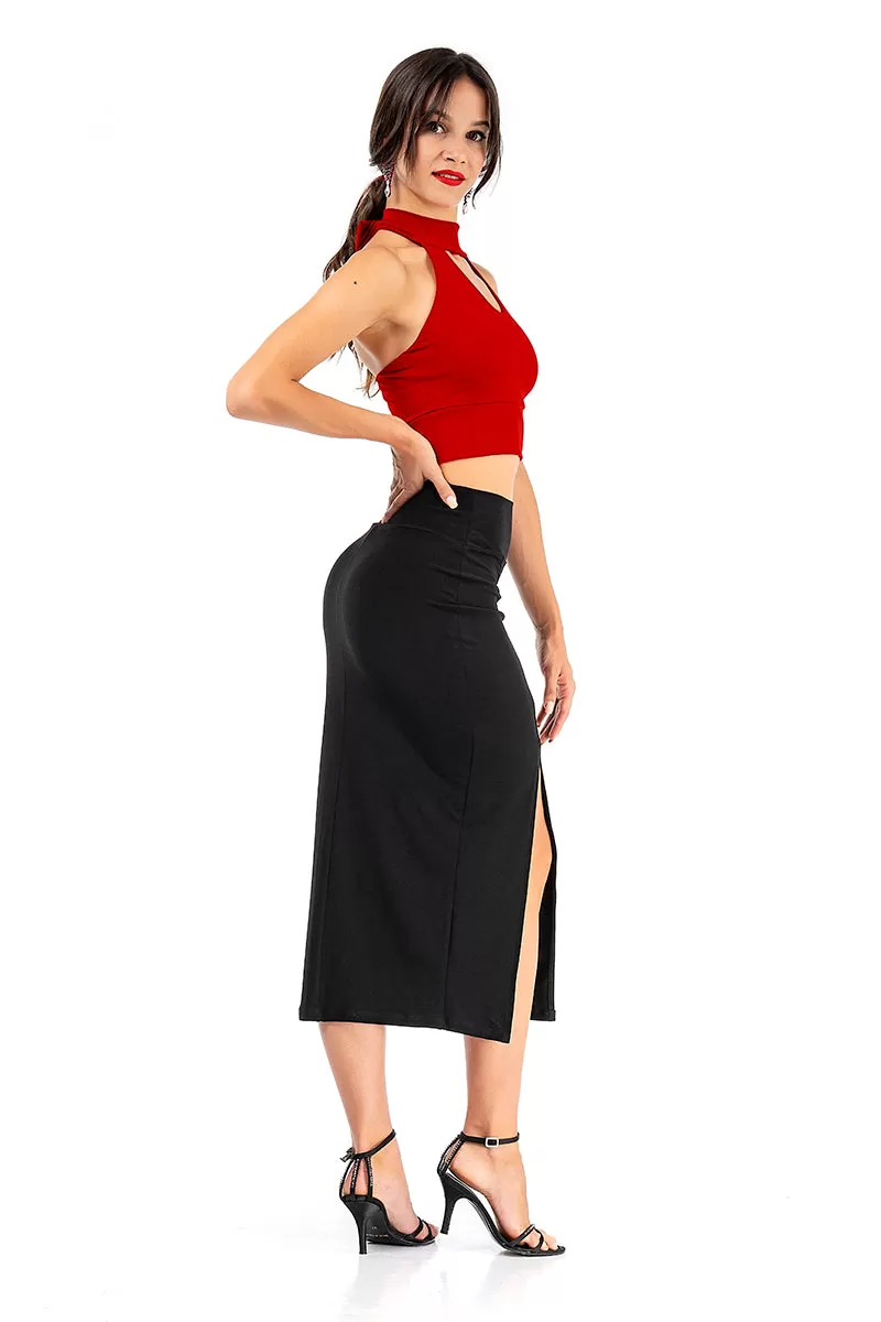 Midi Pencil Tango Skirt With Slit