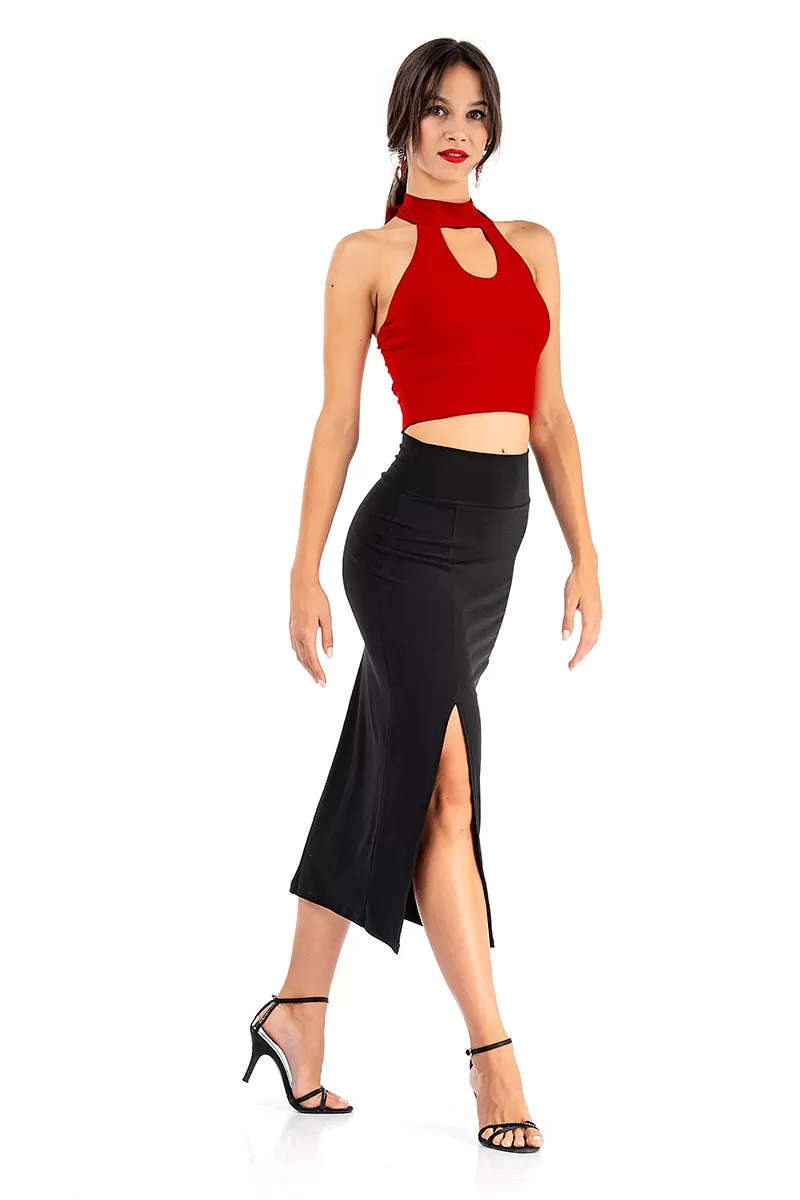 Midi Pencil Tango Skirt With Slit