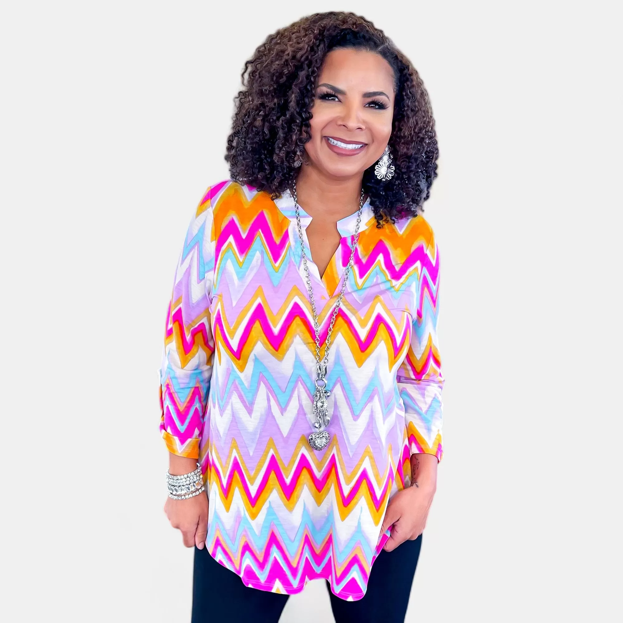 Multi Chevron Lizzy Top [NO RETURNS]