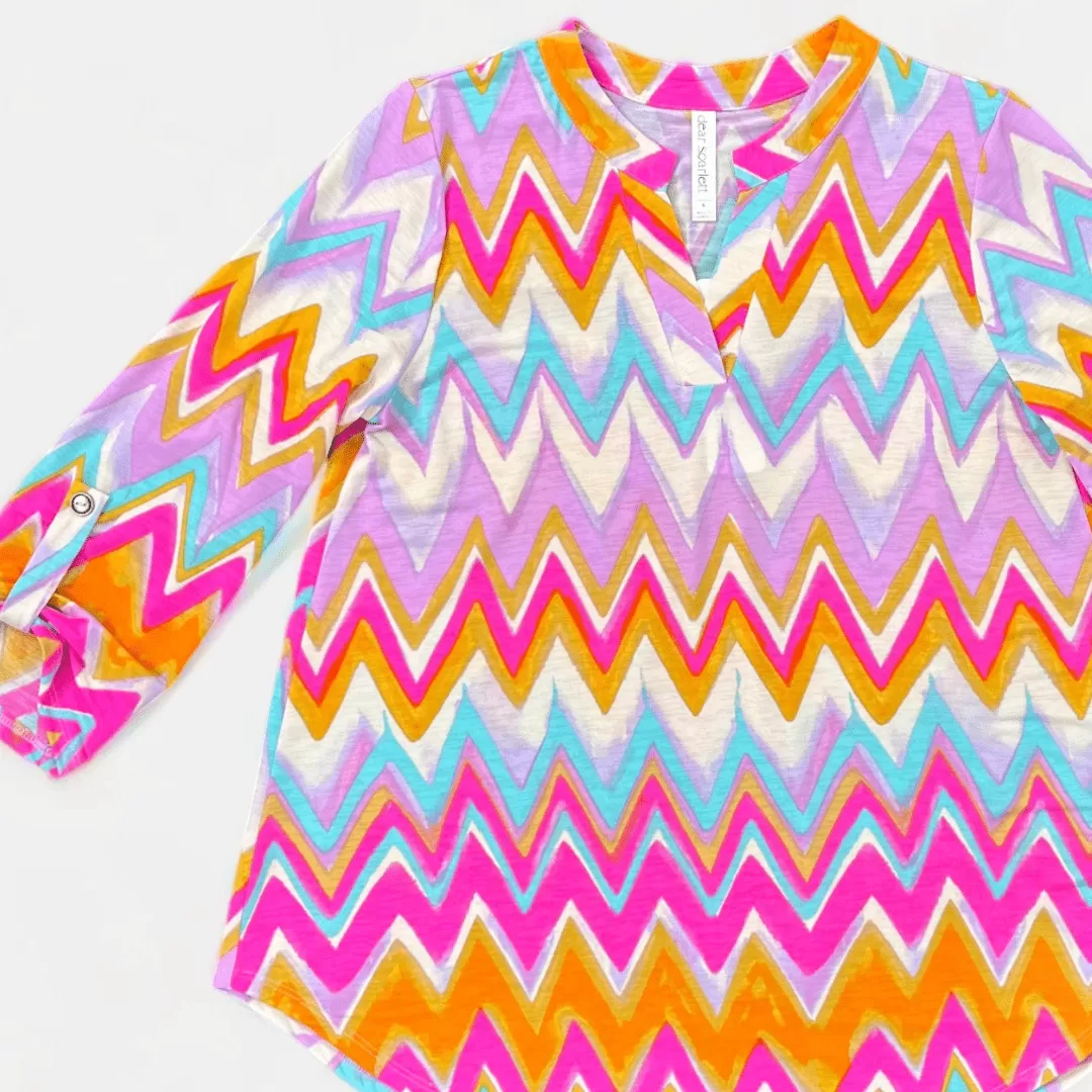 Multi Chevron Lizzy Top [NO RETURNS]