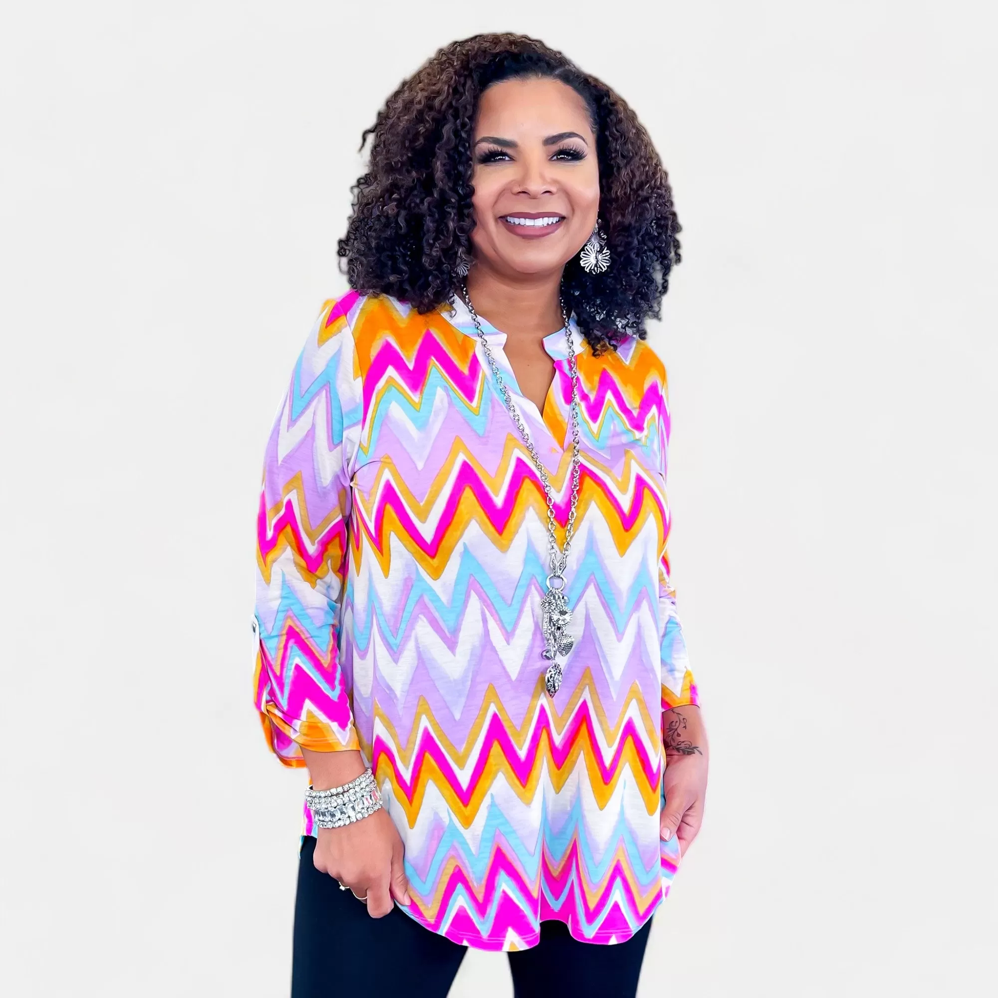 Multi Chevron Lizzy Top [NO RETURNS]